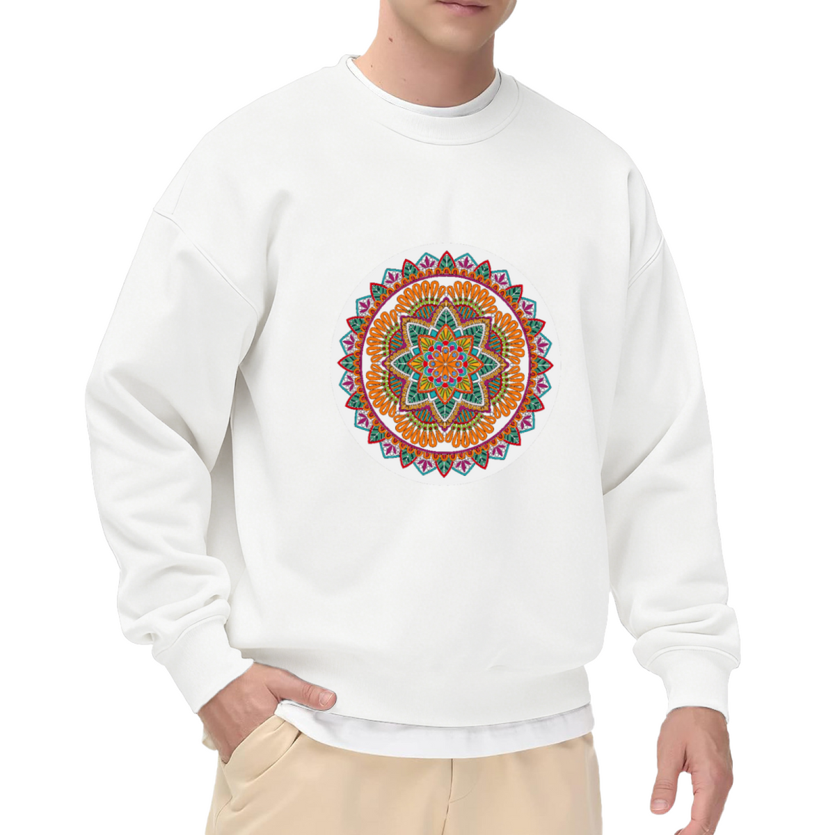 Colorful Mandala Sweatshirt - Bohemian Ornate Mandala Crewneck, Vintage Ethnic Medallion Pullover, Psychedelic Kaleidoscope Sweatshirt, Boho Art Gift Top
