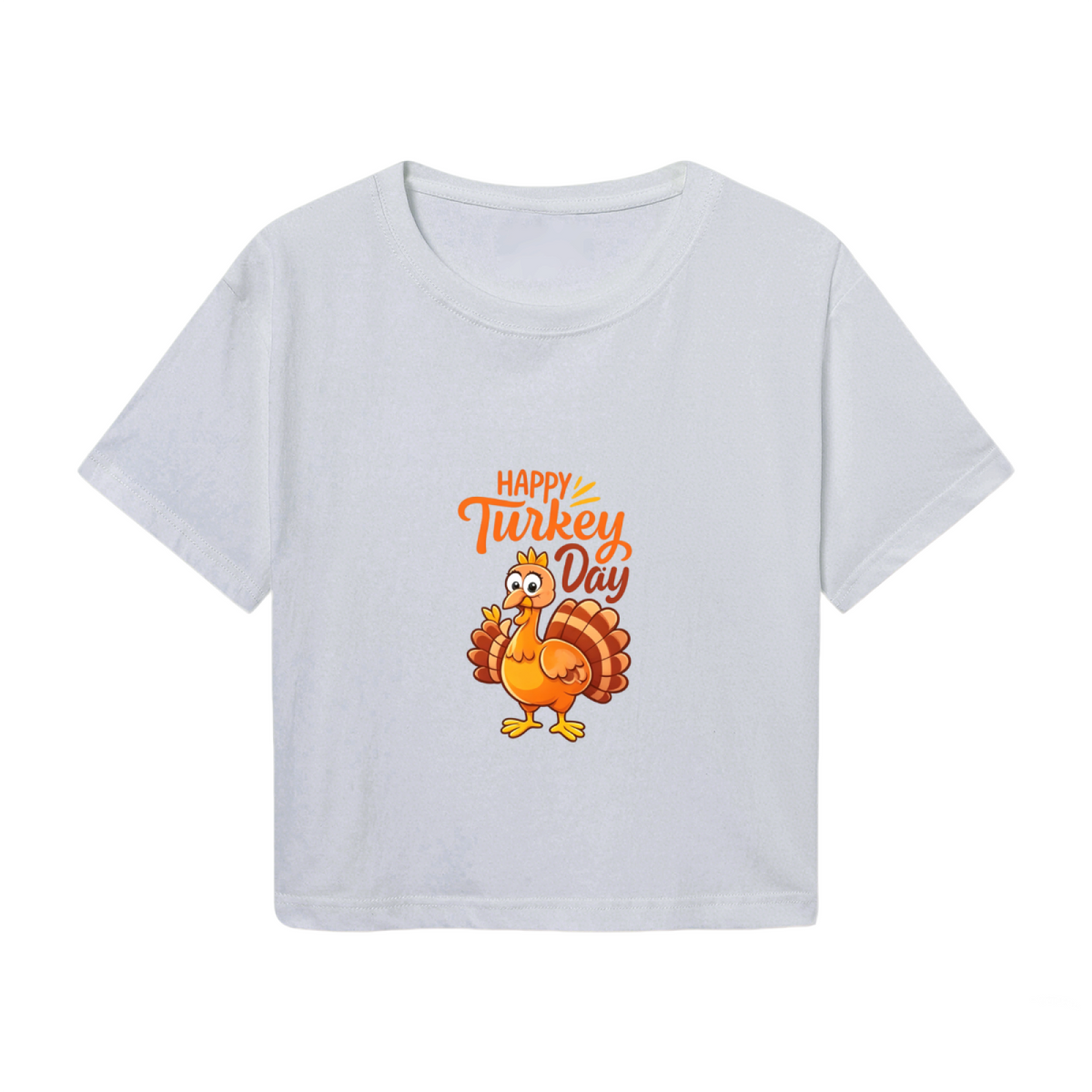 Happy Turkey Day Cute Cartoon Turkey Thanksgiving Cropped T?Shirt
