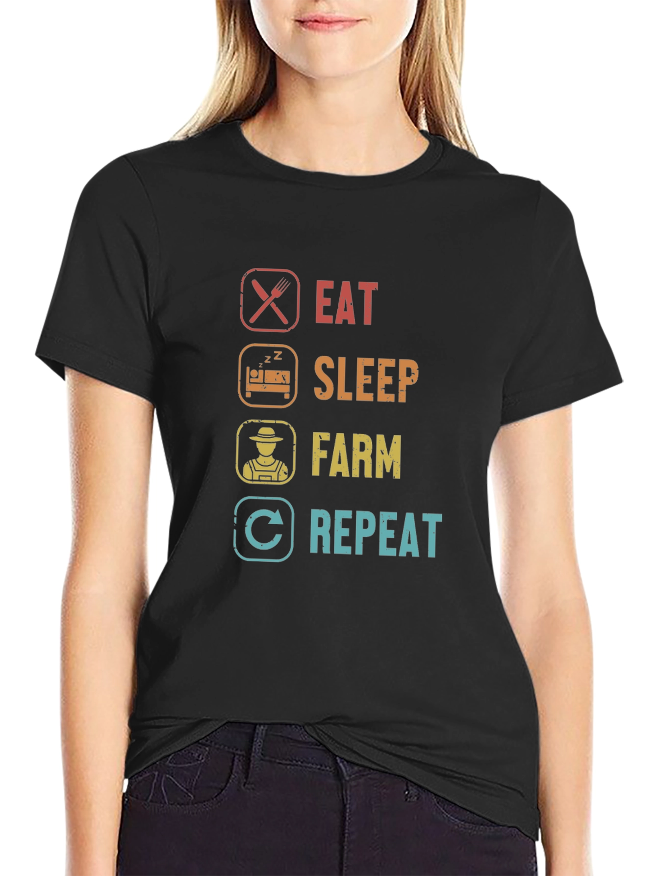 Eat Sleep Farm Repeat Graphic Tee