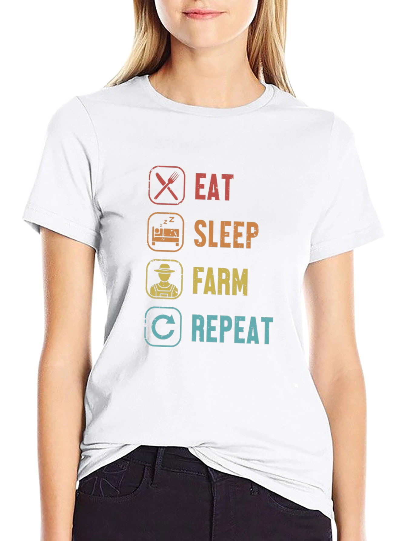 Eat Sleep Farm Repeat Graphic Tee