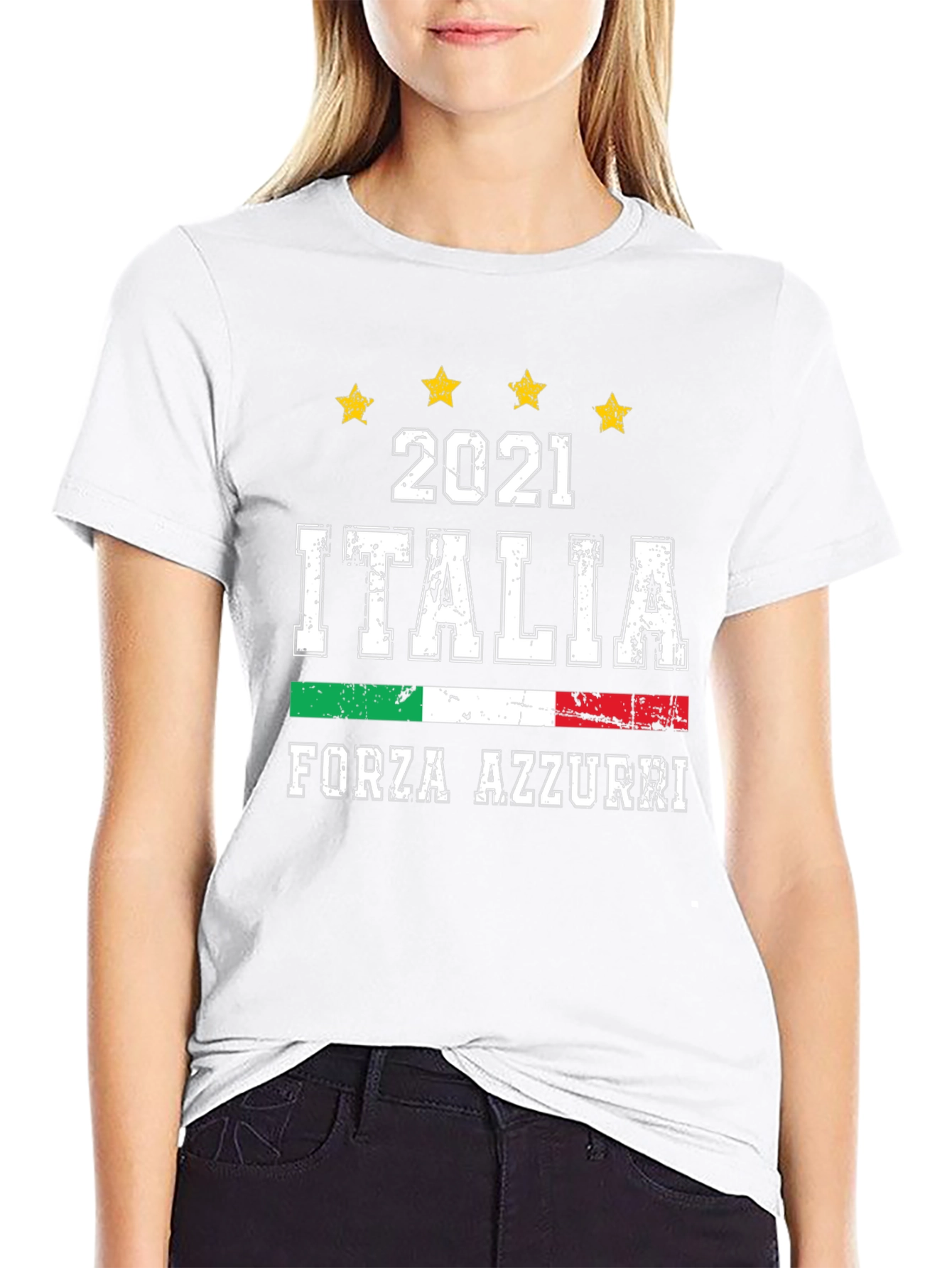 Italia Forza Azzurri 2021 Soccer Graphic T-Shirt