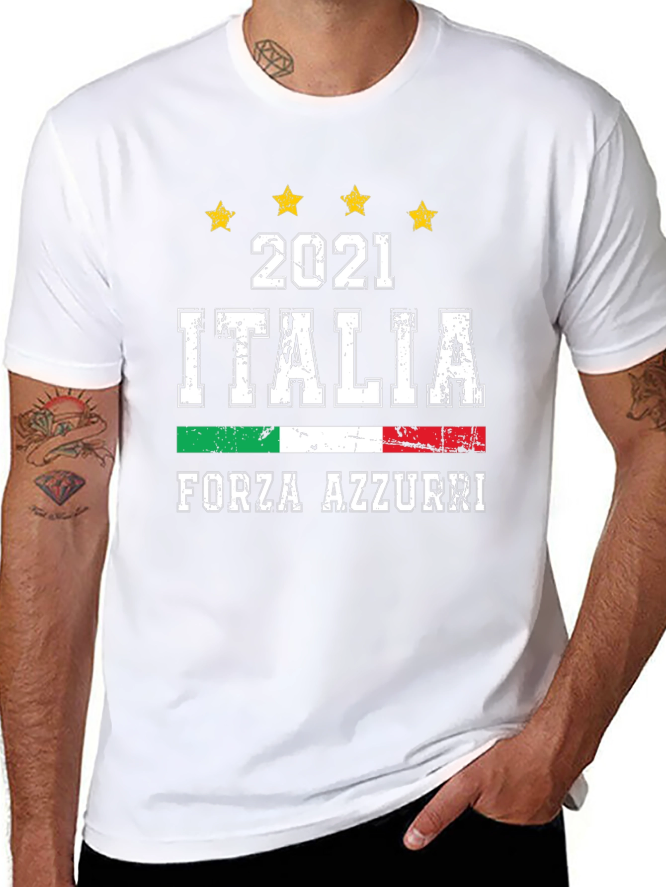 Italia Forza Azzurri 2021 Soccer Graphic T-Shirt