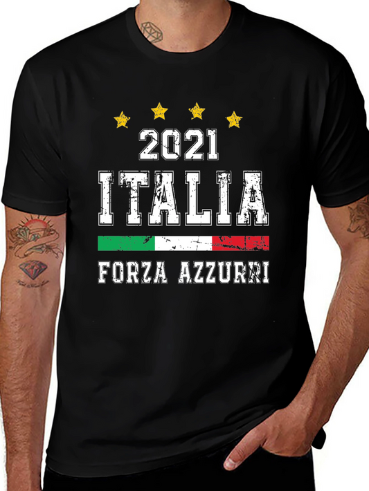 Italia Forza Azzurri 2021 Soccer Graphic T-Shirt