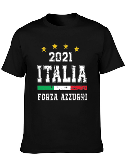Italia Forza Azzurri 2021 Soccer Graphic T-Shirt