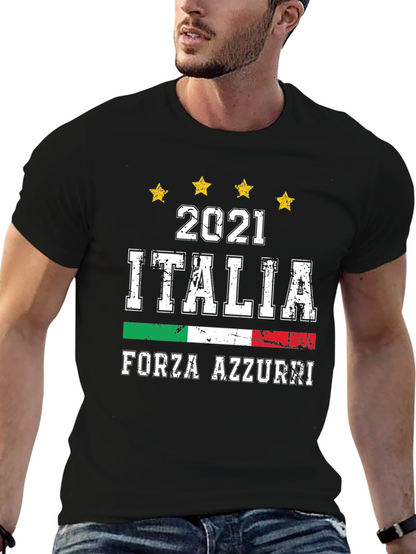 Italia Forza Azzurri 2021 Soccer Graphic T-Shirt