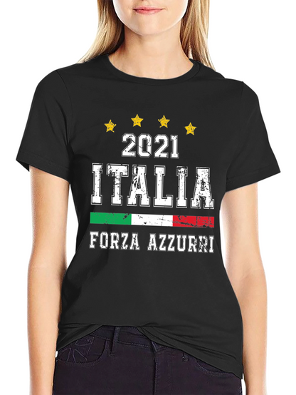 Italia Forza Azzurri 2021 Soccer Graphic T-Shirt