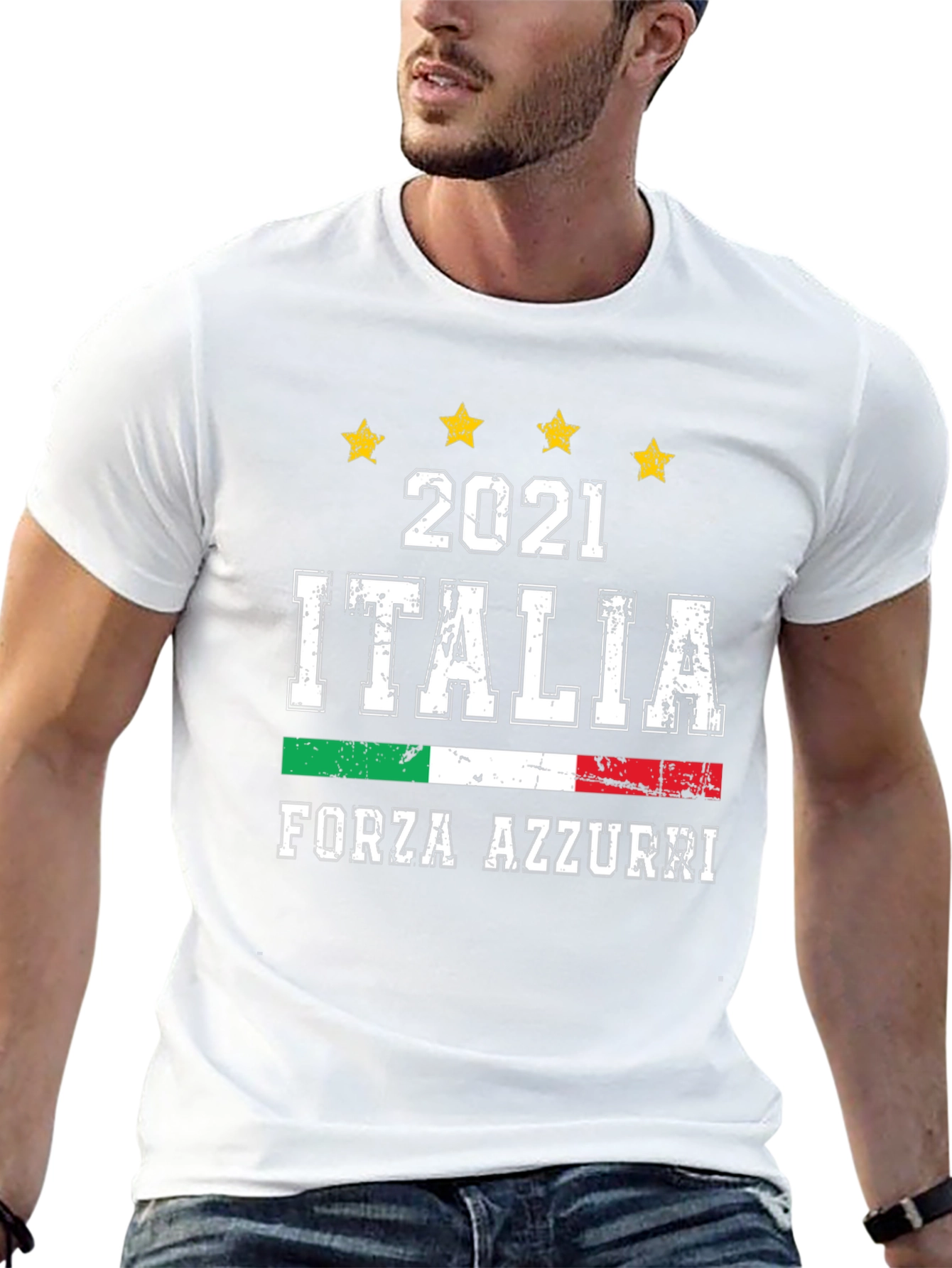 Italia Forza Azzurri 2021 Soccer Graphic T-Shirt