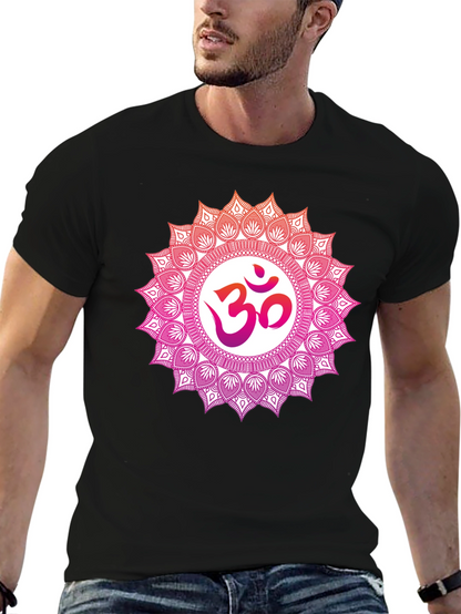 Om Mandala Graphic Tee - Black Cotton Blend T-Shirt