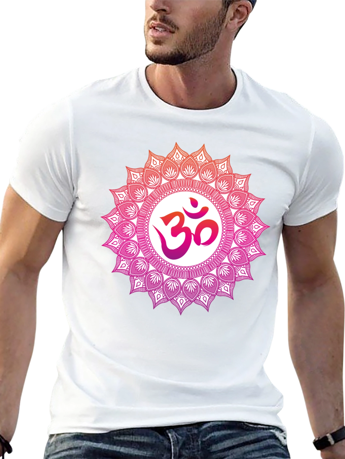 Om Mandala Graphic Tee - Black Cotton Blend T-Shirt