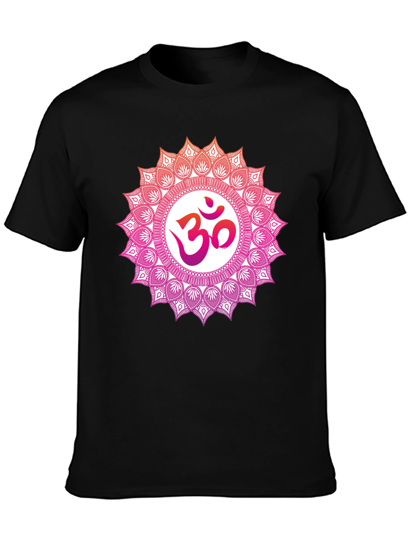 Om Mandala Graphic Tee - Black Cotton Blend T-Shirt