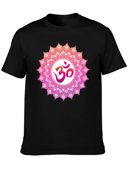 Om Mandala Graphic Tee - Black Cotton Blend T-Shirt