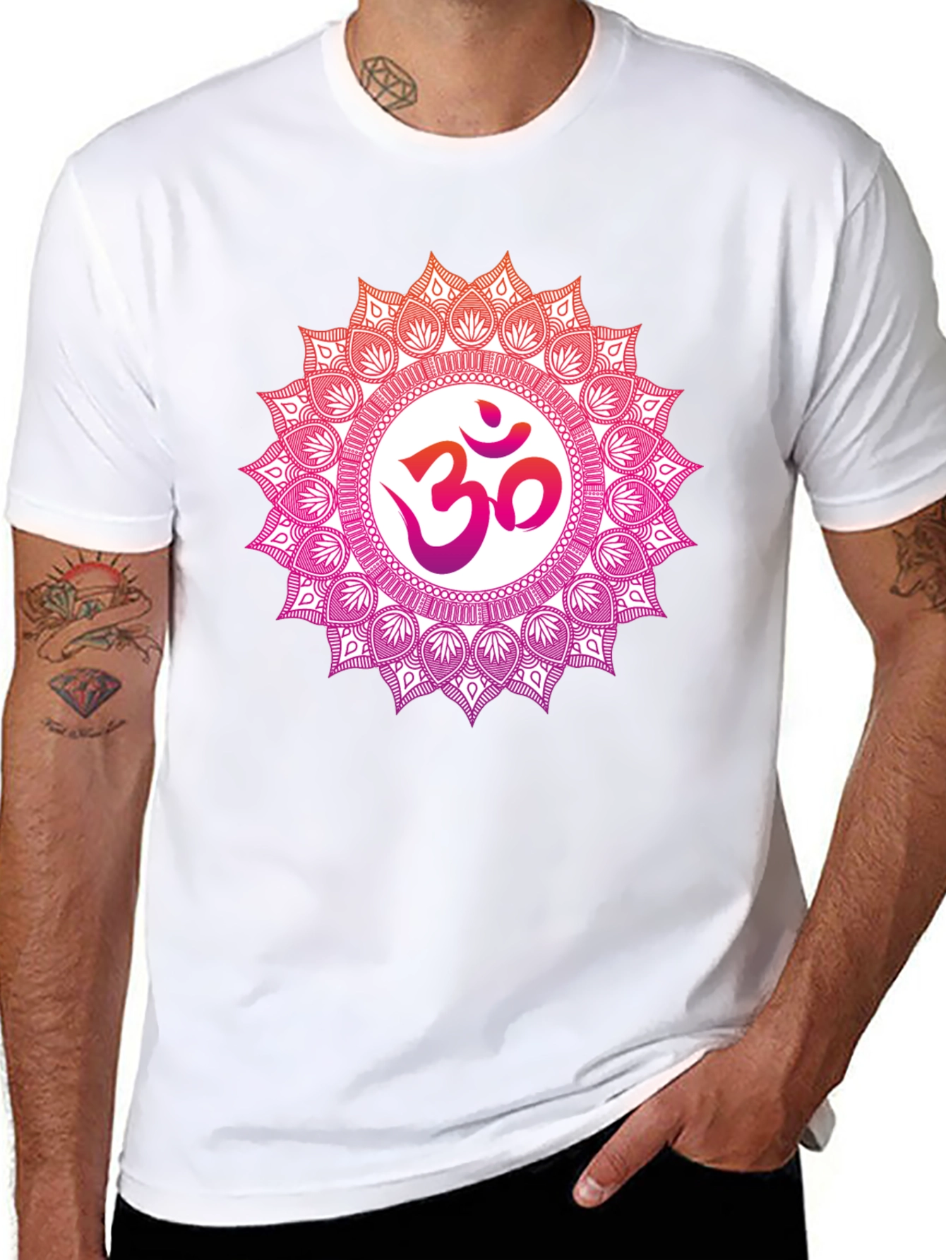 Om Mandala Graphic Tee - Black Cotton Blend T-Shirt