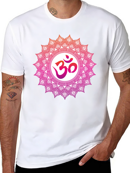 Om Mandala Graphic Tee - Black Cotton Blend T-Shirt