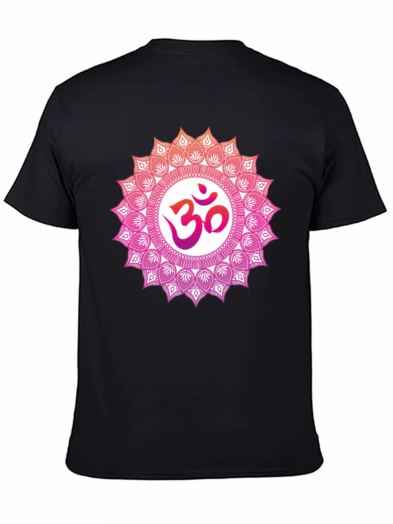 Om Mandala Graphic Tee - Black Cotton Blend T-Shirt