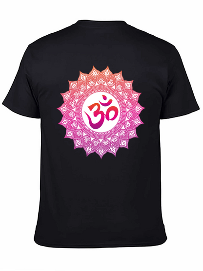 Om Mandala Graphic Tee - Black Cotton Blend T-Shirt