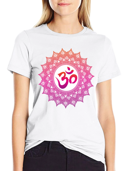 Om Mandala Graphic Tee - Black Cotton Blend T-Shirt