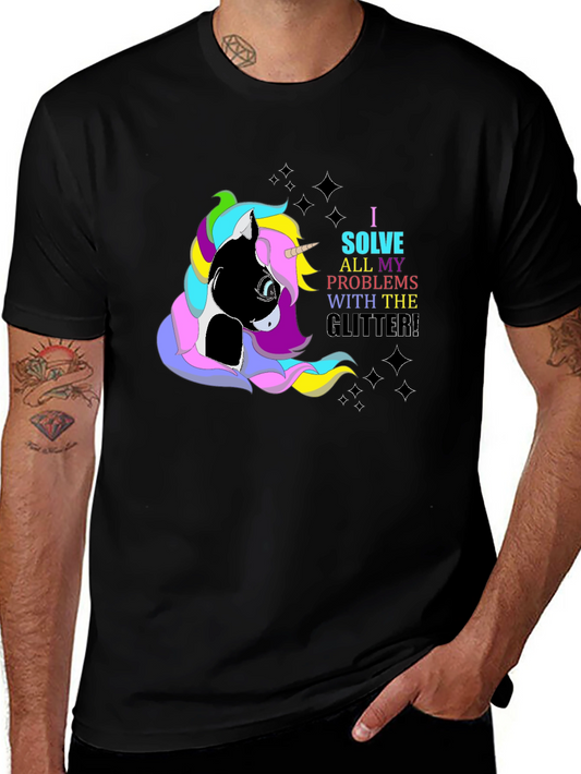 Unicorn Glitter T-Shirt: Solve Problems with Sparkle!