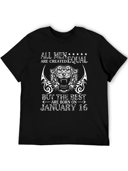 January 16th Birthday Tiger Graphic T-Shirt