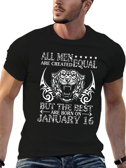 January 16th Birthday Tiger Graphic T-Shirt