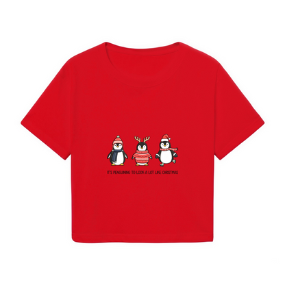 It's Penguining To Look Like Christmas Cute Penguin Crop Top