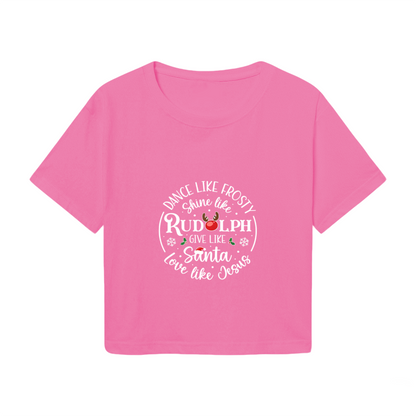 Dance Like Frosty Shine Like Rudolph Christmas Crop Top