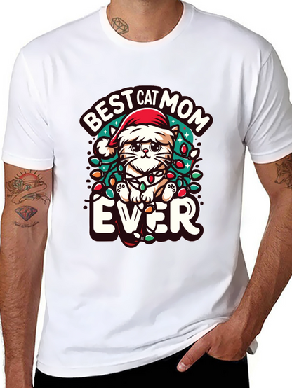 Best Cat Mom Ever Christmas Tee