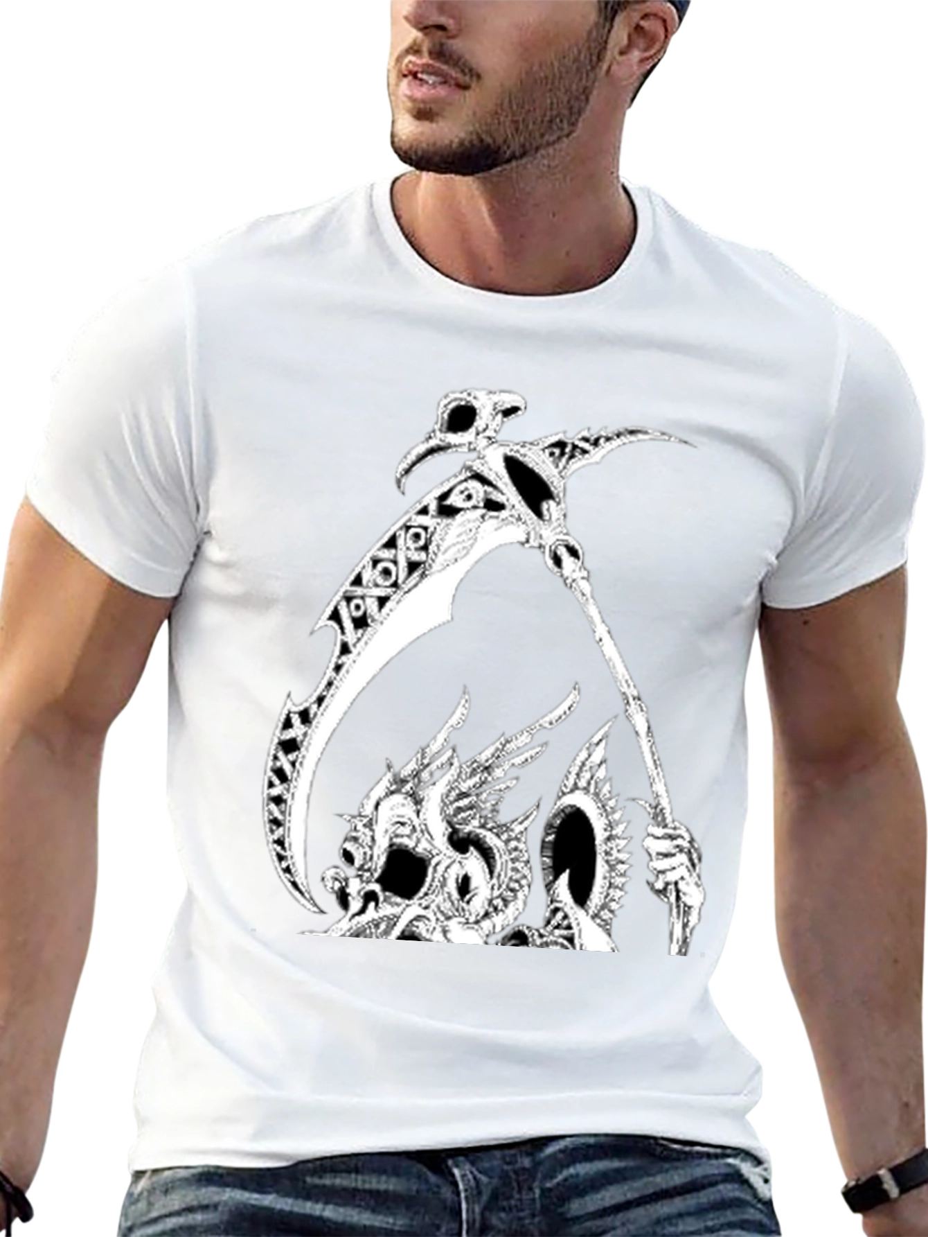 Grim Reaper Dragon Graphic Tee - Black