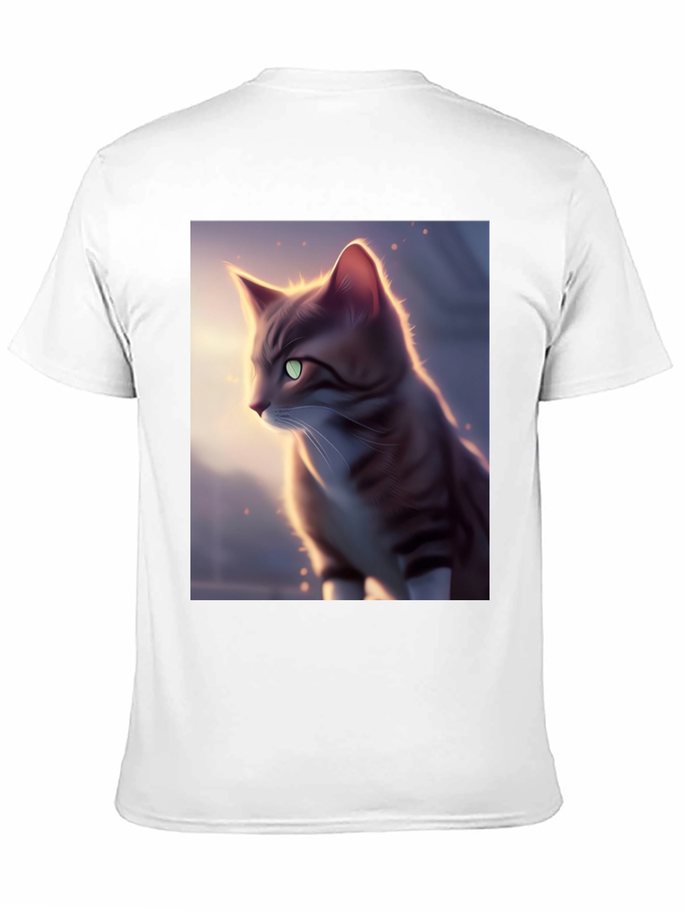 Artistic Cat Graphic Black T-Shirt