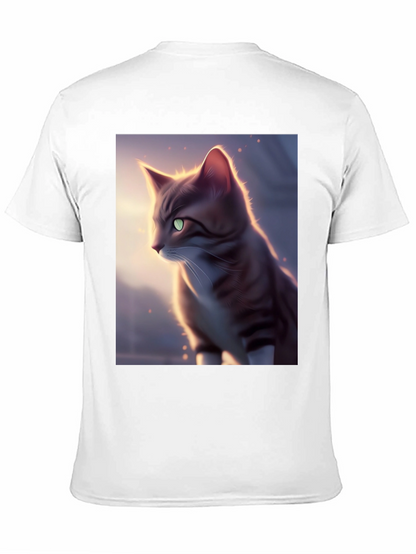 Artistic Cat Graphic Black T-Shirt