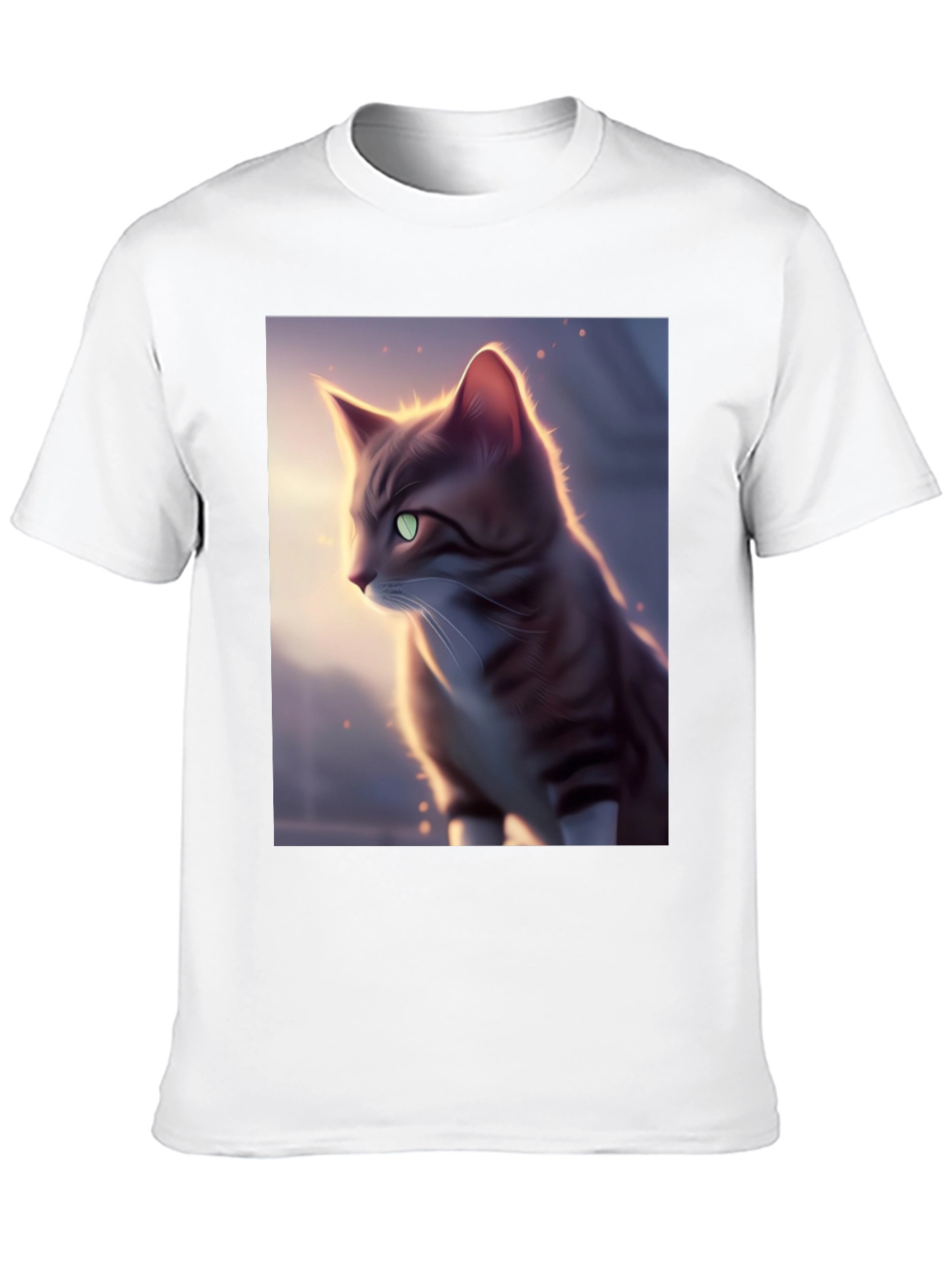Artistic Cat Graphic Black T-Shirt
