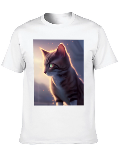 Artistic Cat Graphic Black T-Shirt
