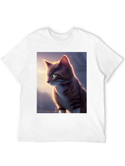 Artistic Cat Graphic Black T-Shirt