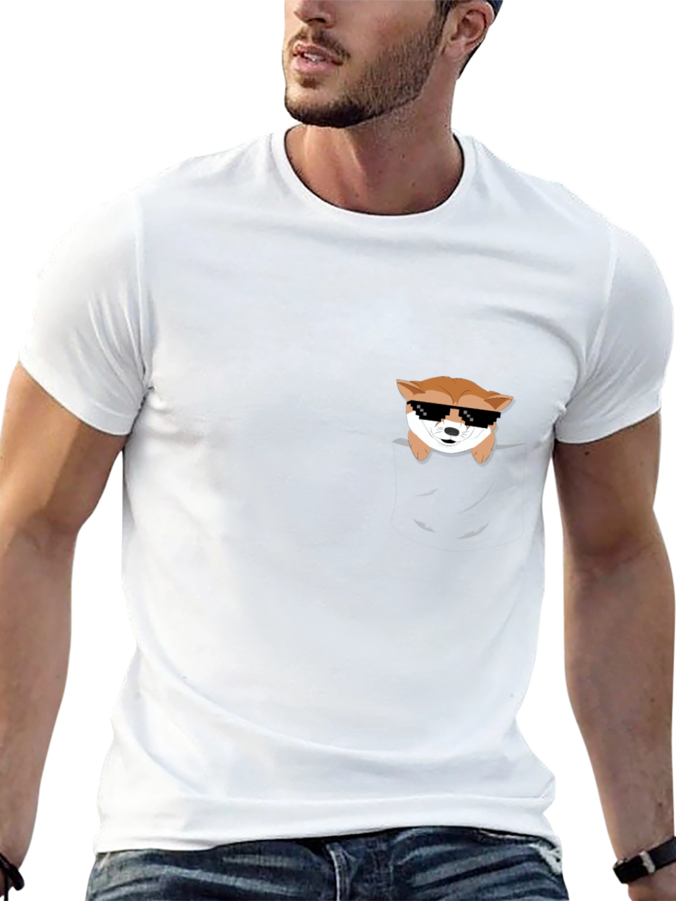 Cool Doge Pocket T-Shirt - Funny Meme Tee