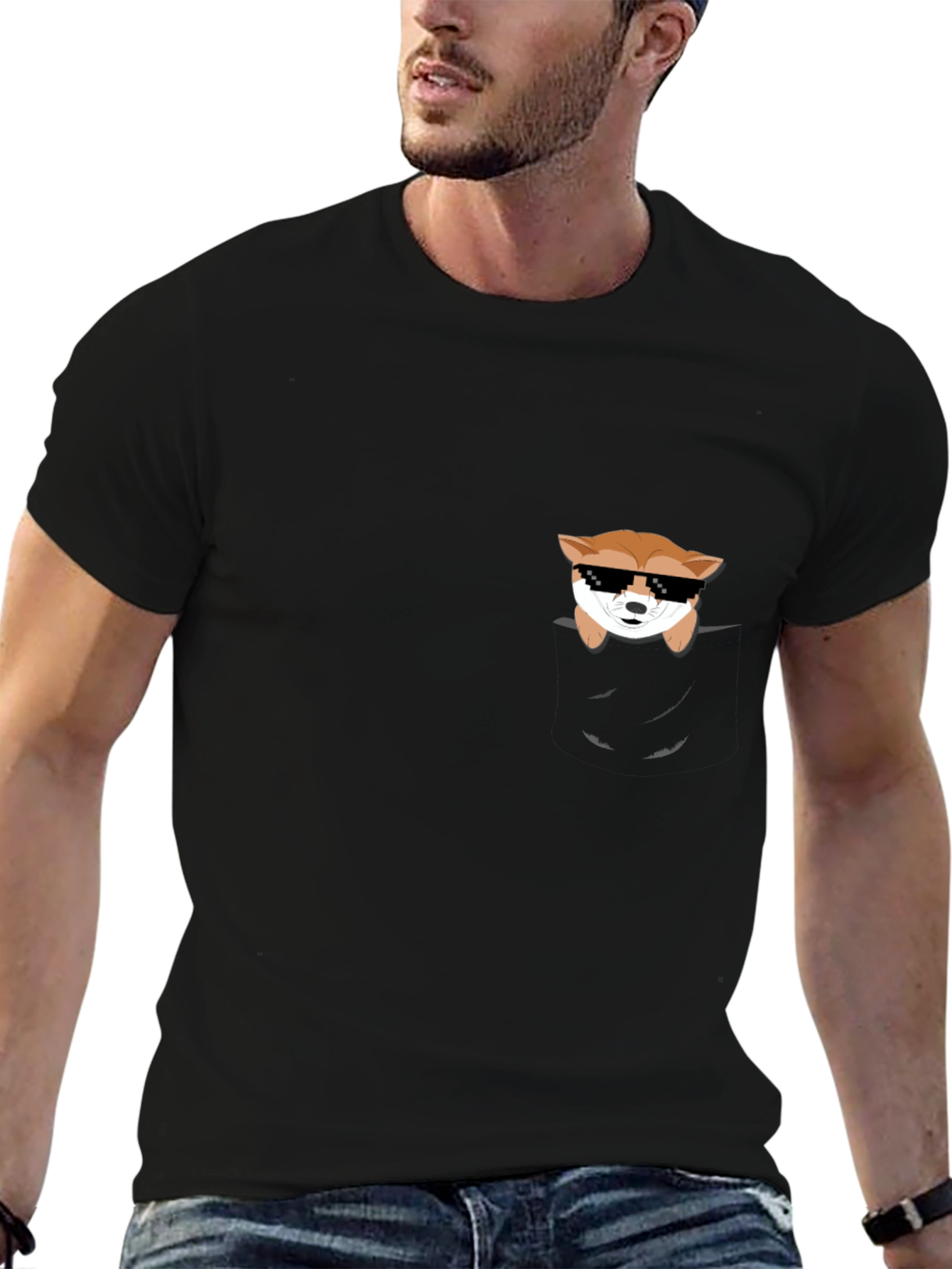 Cool Doge Pocket T-Shirt - Funny Meme Tee