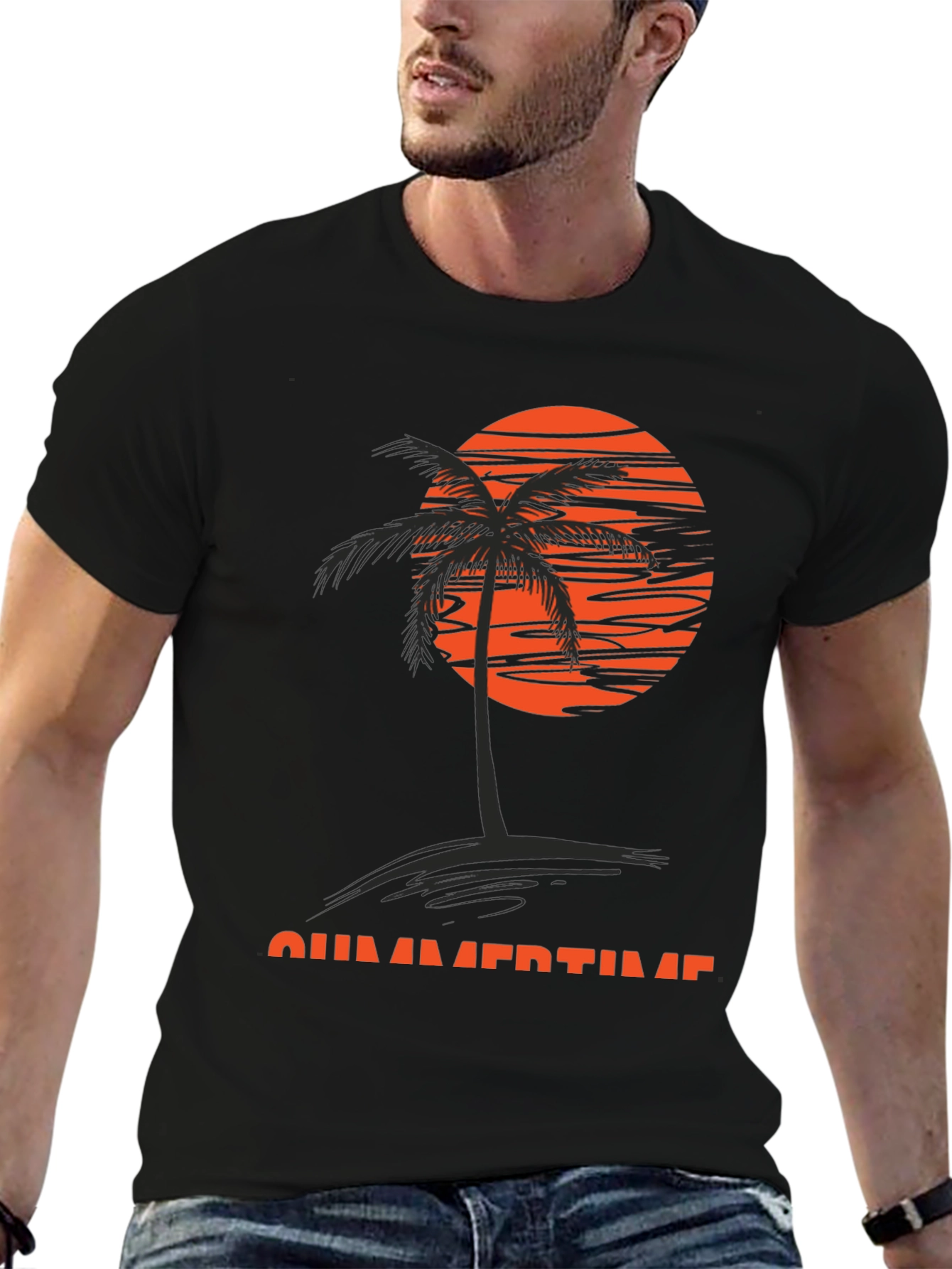 Summertime Palm Tree Graphic T-Shirt