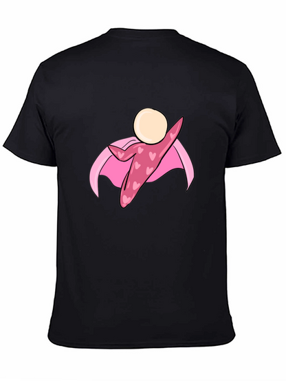 Black T-Shirt with Heart Superhero Graphic