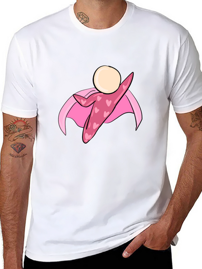 Black T-Shirt with Heart Superhero Graphic