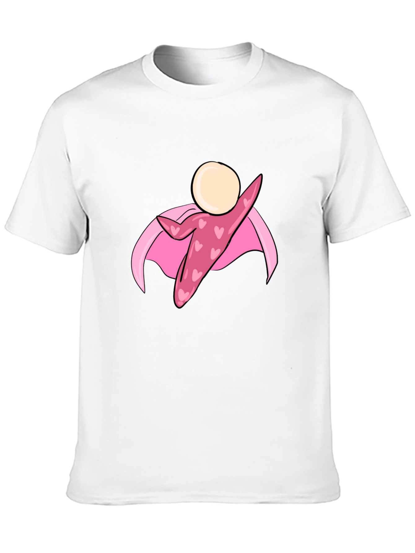 Black T-Shirt with Heart Superhero Graphic