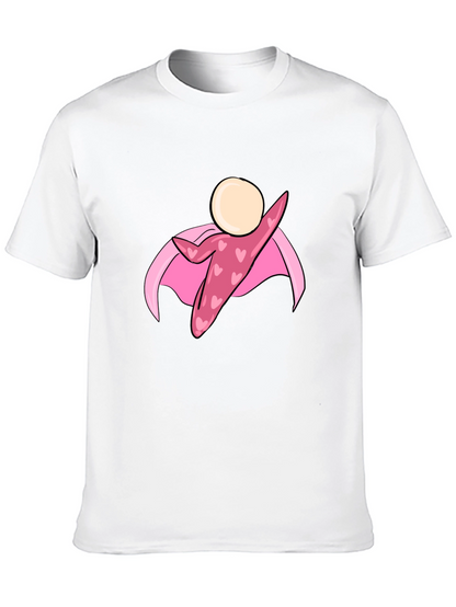 Black T-Shirt with Heart Superhero Graphic