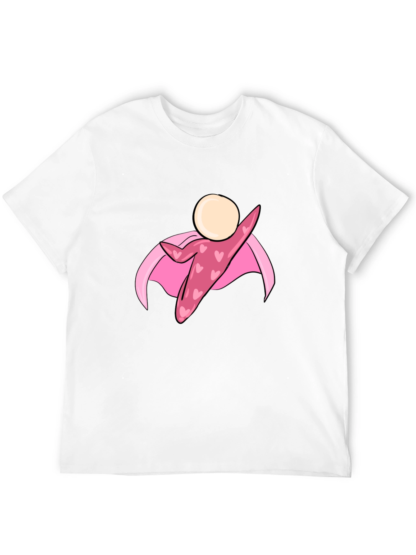 Black T-Shirt with Heart Superhero Graphic
