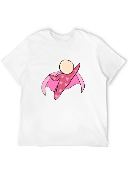 Black T-Shirt with Heart Superhero Graphic