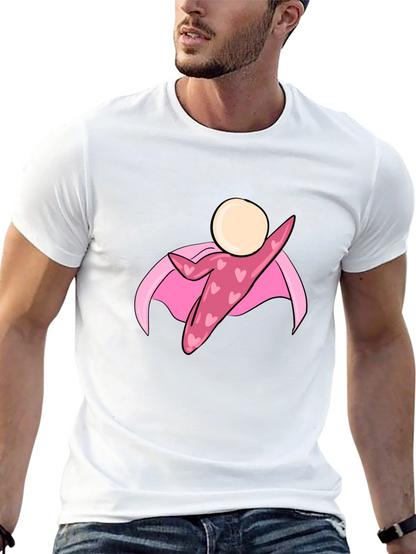 Black T-Shirt with Heart Superhero Graphic