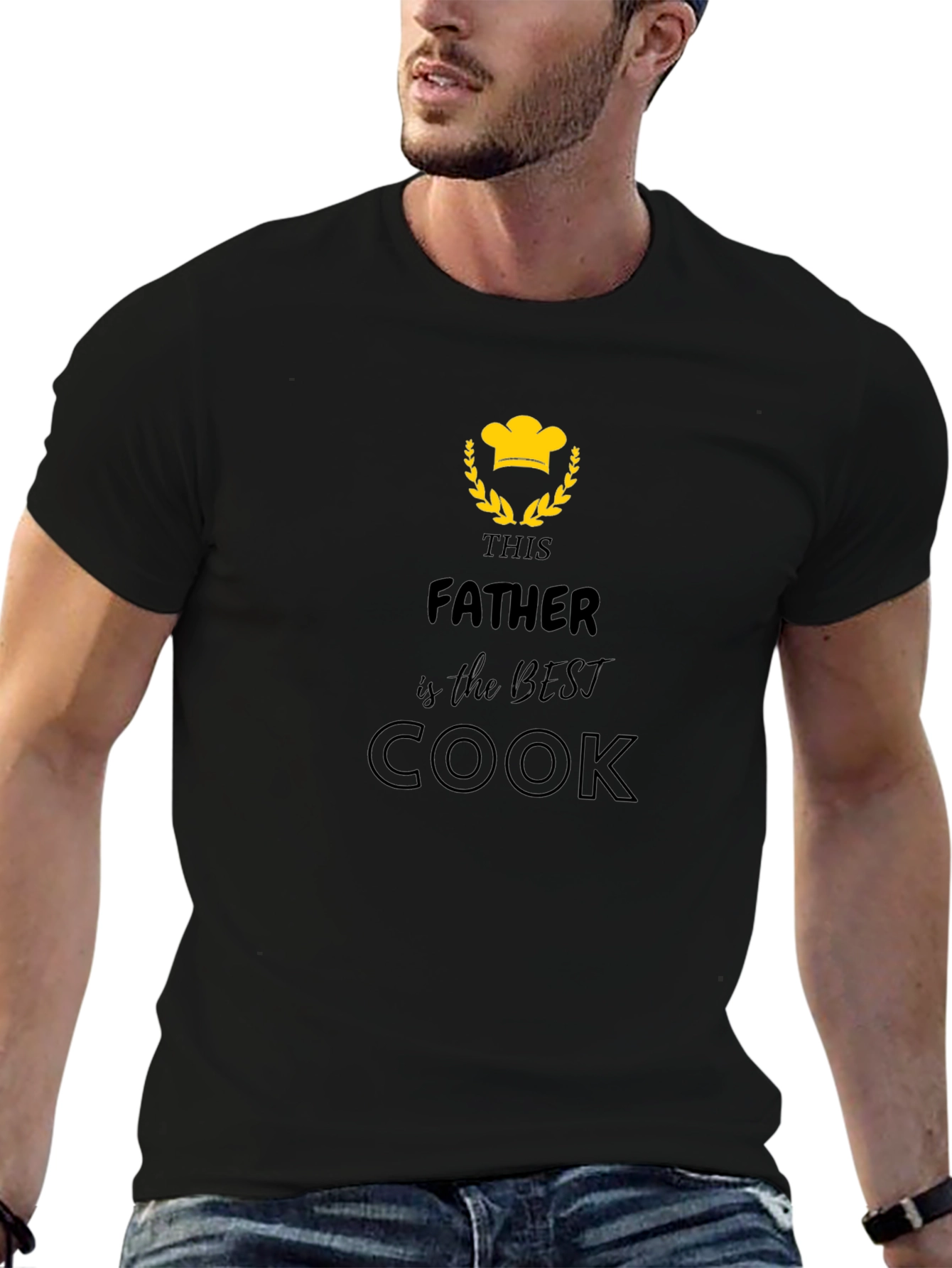 Best Father Cook T-Shirt - Black Graphic Tee