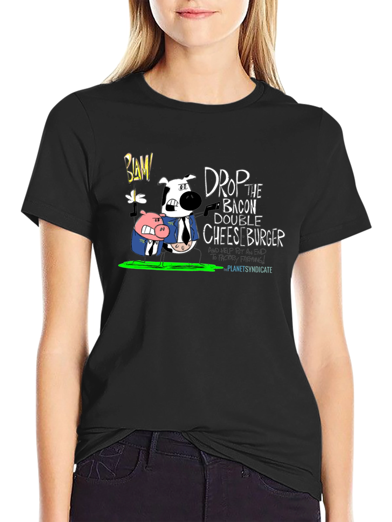 Drop the Bacon Cheeseburger Black T-Shirt