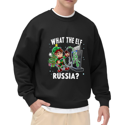 What The Elf Christmas Crewneck Sweatshirt - Funny Holiday Elf Gas Pump Pullover
