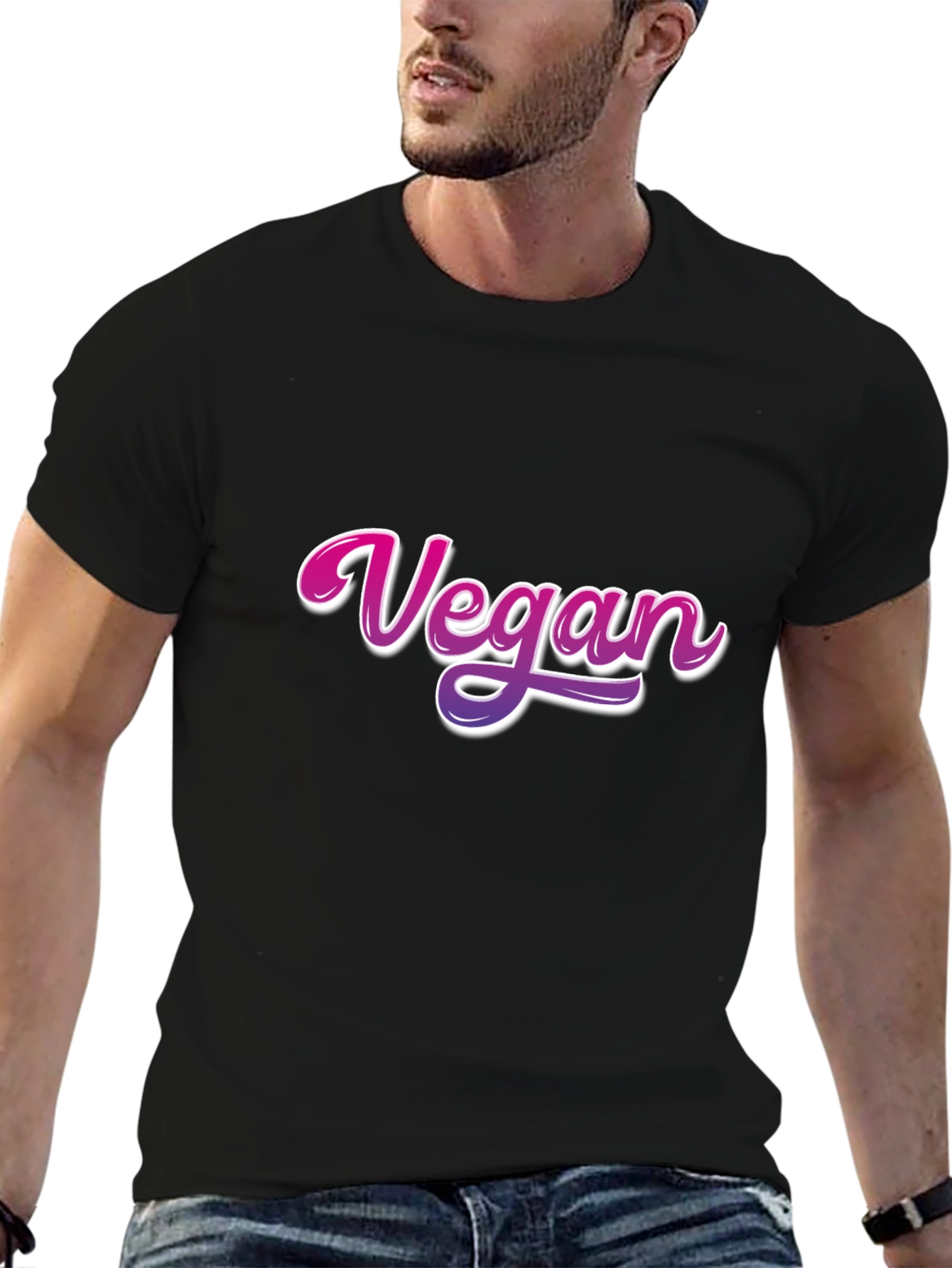 Vegan Graphic Print Black T-Shirt