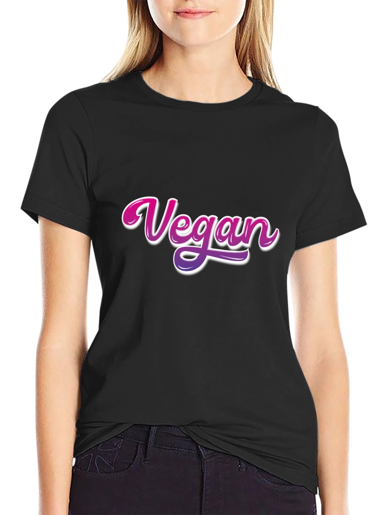 Vegan Graphic Print Black T-Shirt