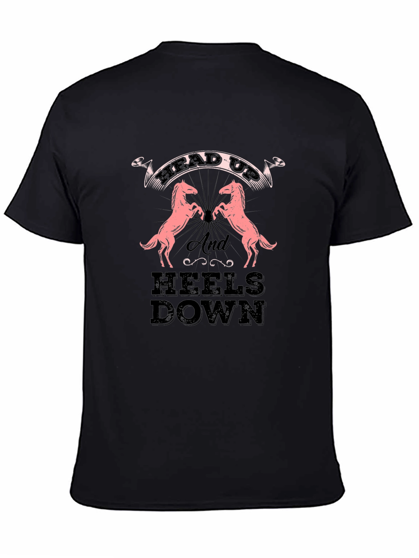Equestrian Head Up Heels Down Black Tee
