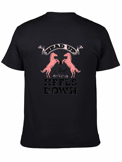 Equestrian Head Up Heels Down Black Tee