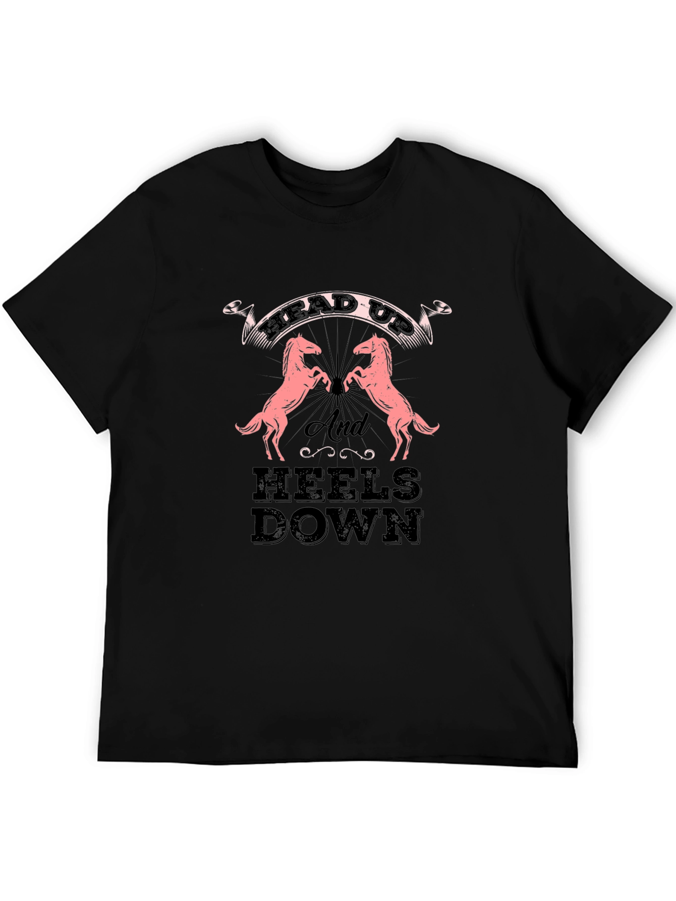 Equestrian Head Up Heels Down Black Tee